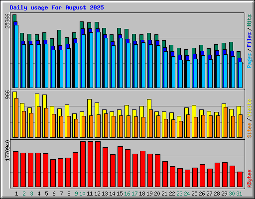 Daily usage for August 2025
